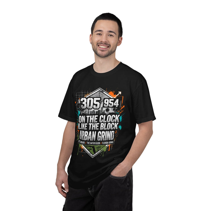 Urban Grind 305/954 T‑Shirt — 'On the Clock Like the Block' Streetwear Tee
