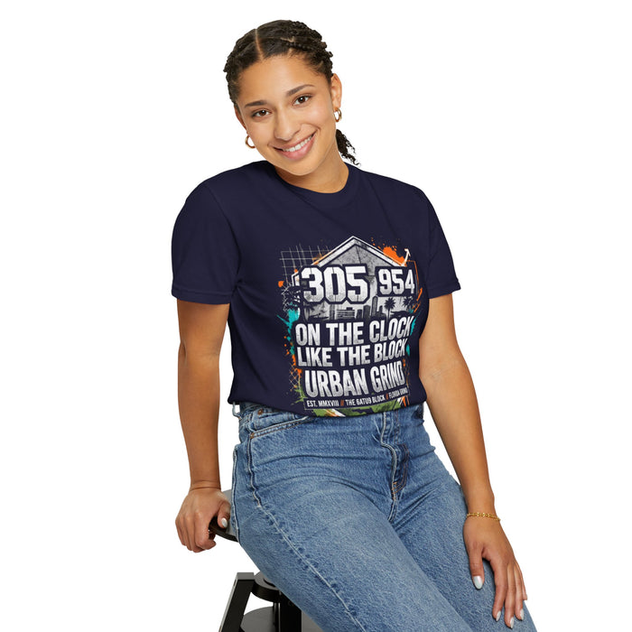 Urban Grind 305/954 T‑Shirt — 'On the Clock Like the Block' Streetwear Tee