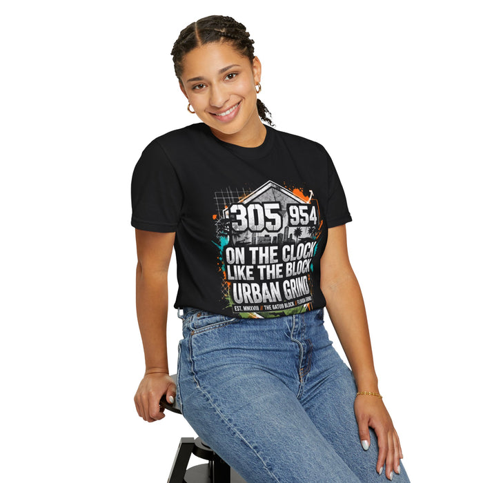 Urban Grind 305/954 T‑Shirt — 'On the Clock Like the Block' Streetwear Tee