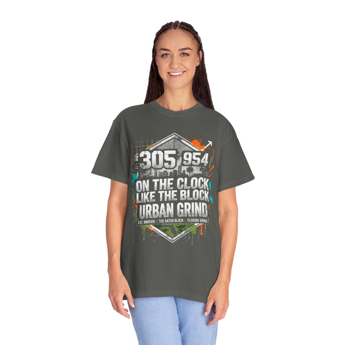 Urban Grind 305/954 T‑Shirt — 'On the Clock Like the Block' Streetwear Tee