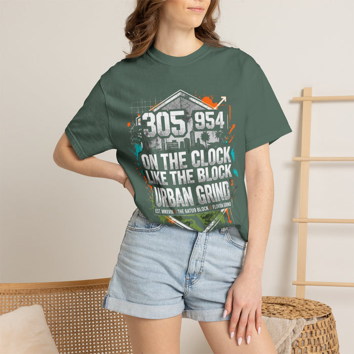 Urban Grind 305/954 T‑Shirt — 'On the Clock Like the Block' Streetwear Tee