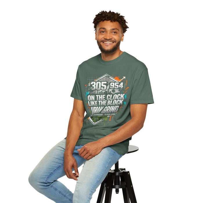 Urban Grind 305/954 T‑Shirt — 'On the Clock Like the Block' Streetwear Tee