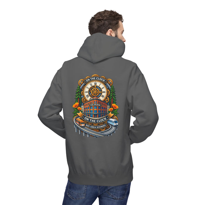 On the Clock Hoodie — Retro Clockhouse Workwear Pullover
