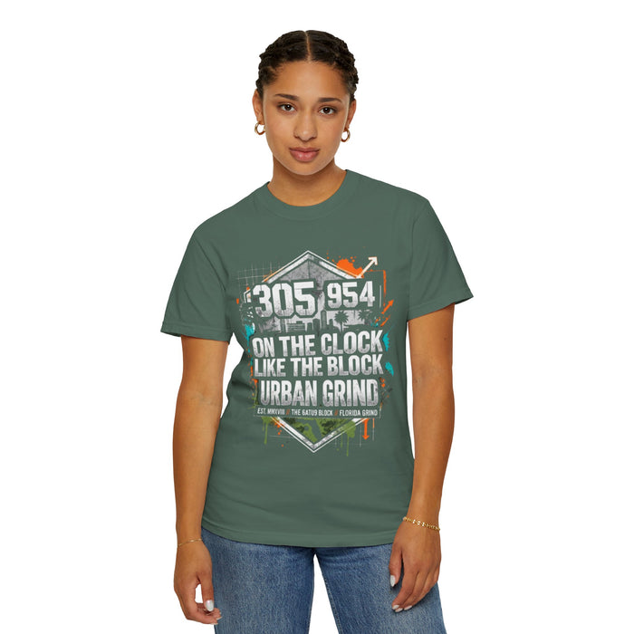Urban Grind 305/954 T‑Shirt — 'On the Clock Like the Block' Streetwear Tee