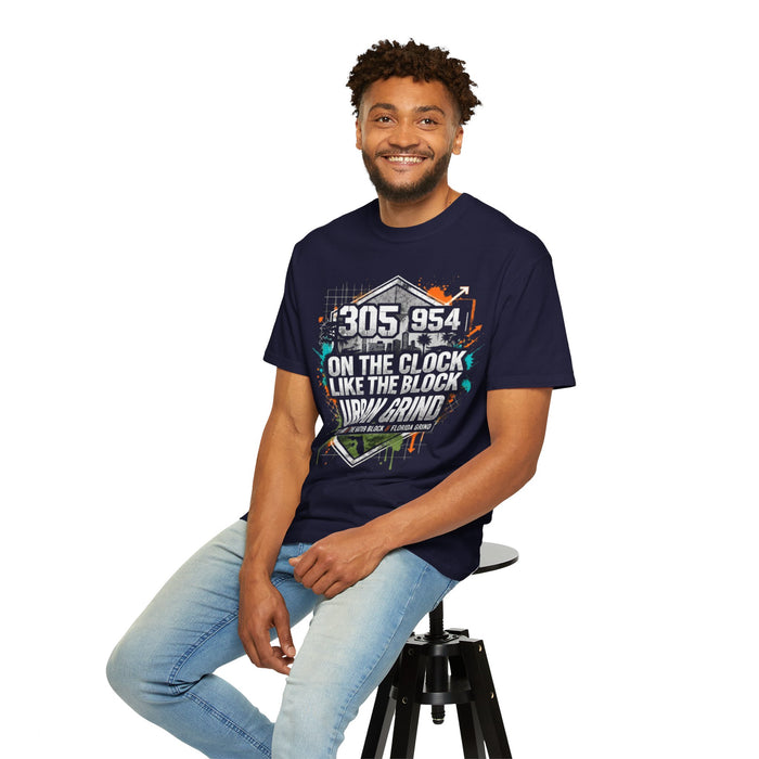 Urban Grind 305/954 T‑Shirt — 'On the Clock Like the Block' Streetwear Tee