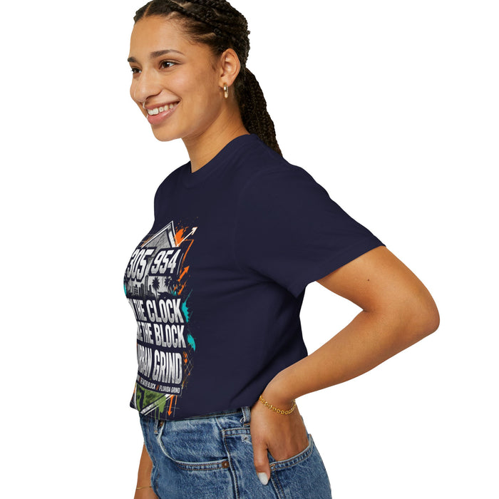 Urban Grind 305/954 T‑Shirt — 'On the Clock Like the Block' Streetwear Tee