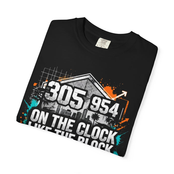 Urban Grind 305/954 T‑Shirt — 'On the Clock Like the Block' Streetwear Tee