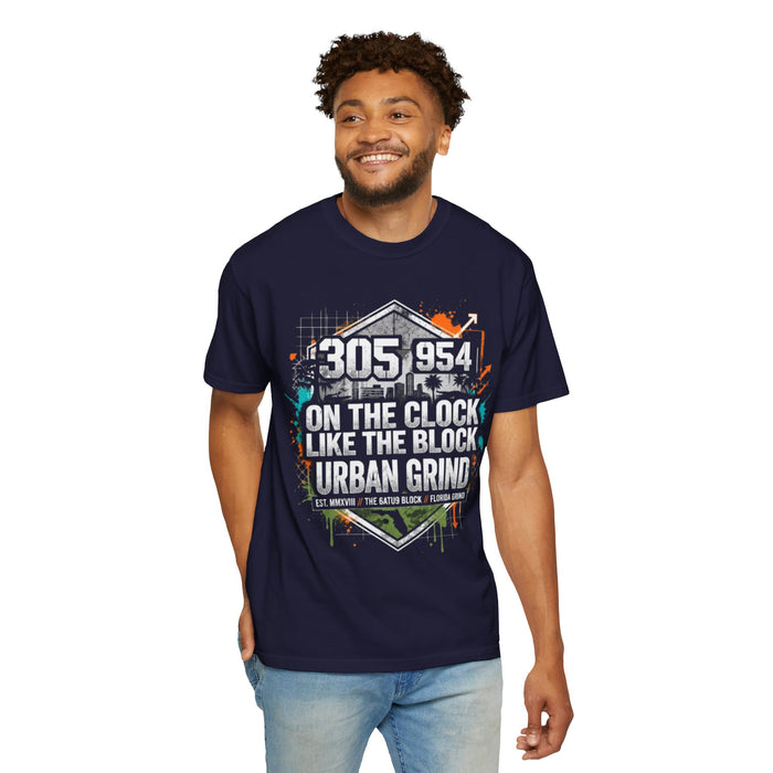 Urban Grind 305/954 T‑Shirt — 'On the Clock Like the Block' Streetwear Tee