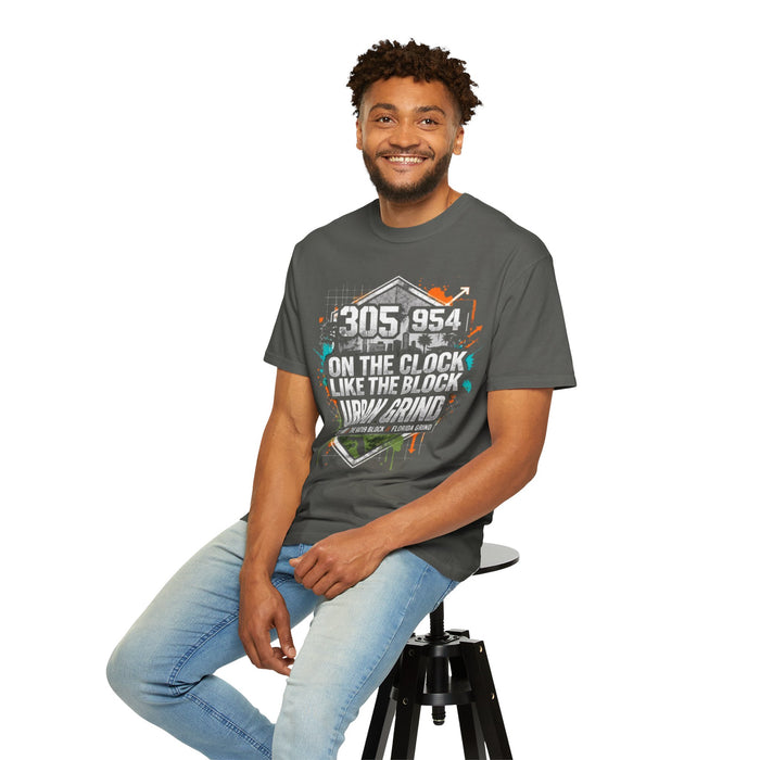 Urban Grind 305/954 T‑Shirt — 'On the Clock Like the Block' Streetwear Tee