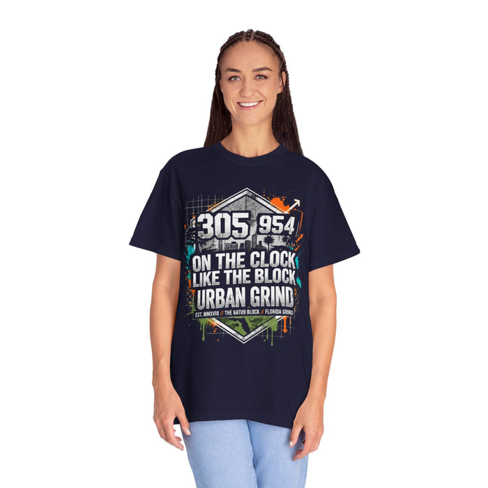 Urban Grind 305/954 T‑Shirt — 'On the Clock Like the Block' Streetwear Tee