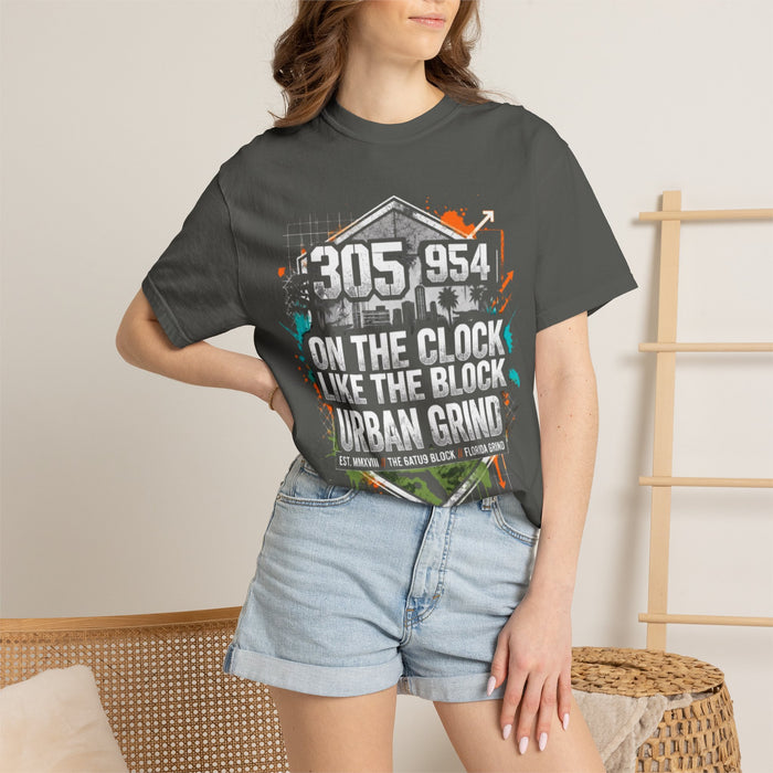 Urban Grind 305/954 T‑Shirt — 'On the Clock Like the Block' Streetwear Tee