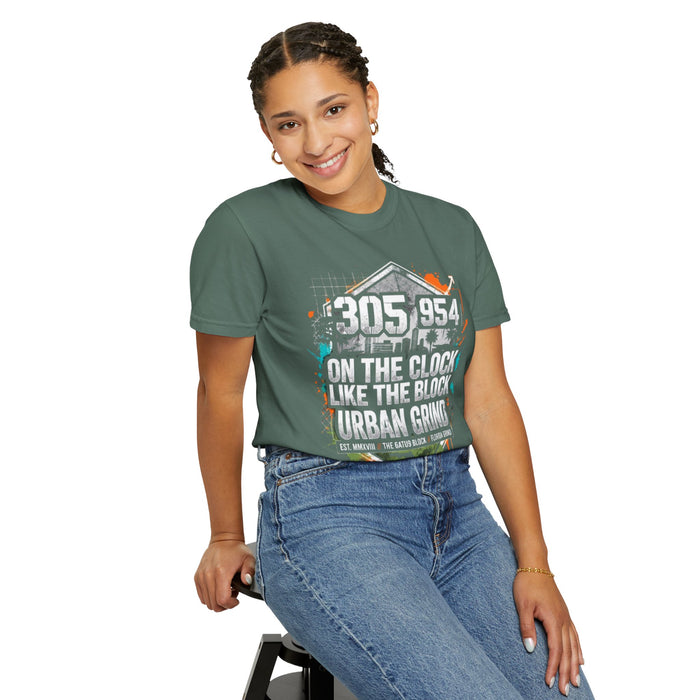 Urban Grind 305/954 T‑Shirt — 'On the Clock Like the Block' Streetwear Tee