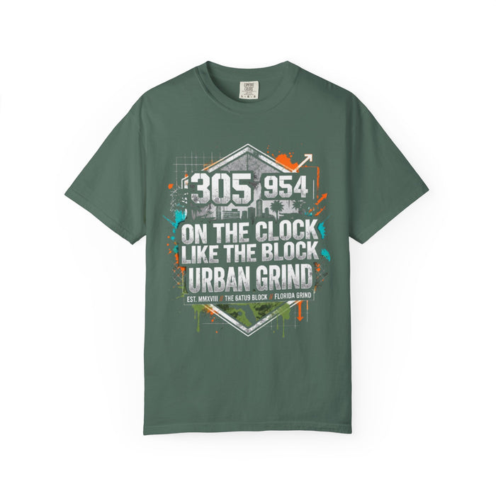 Urban Grind 305/954 T‑Shirt — 'On the Clock Like the Block' Streetwear Tee