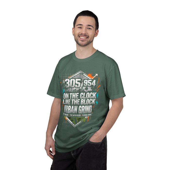 Urban Grind 305/954 T‑Shirt — 'On the Clock Like the Block' Streetwear Tee