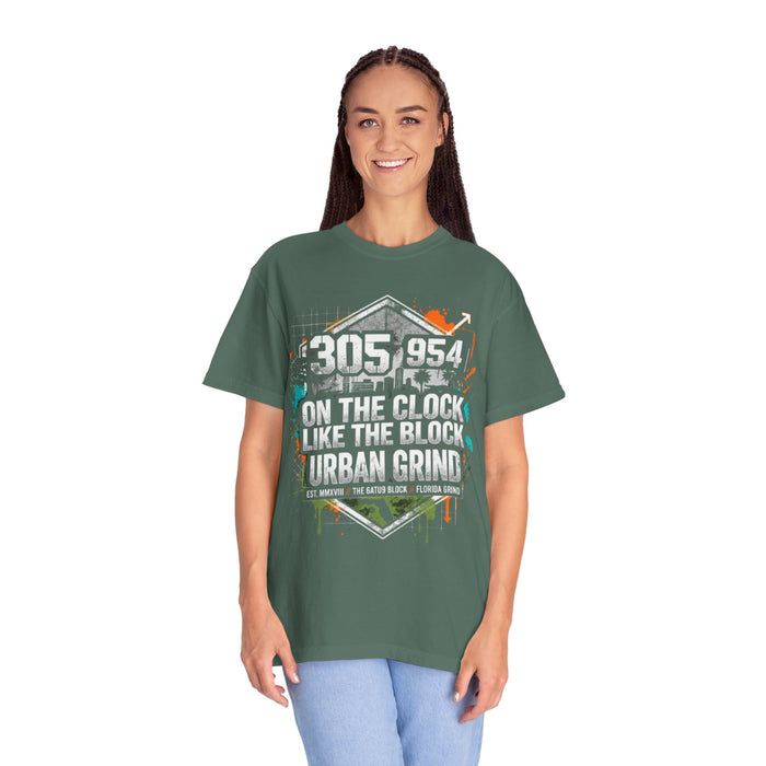 Urban Grind 305/954 T‑Shirt — 'On the Clock Like the Block' Streetwear Tee