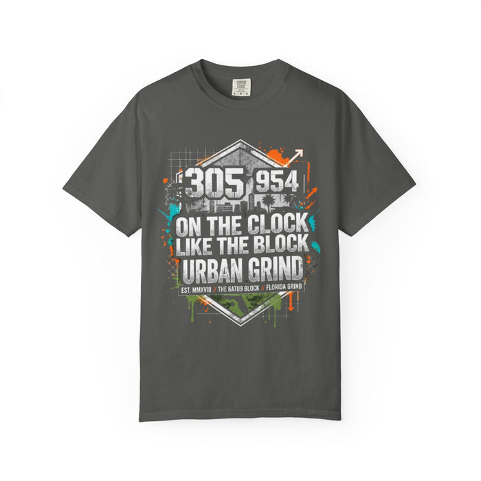 Urban Grind 305/954 T‑Shirt — 'On the Clock Like the Block' Streetwear Tee
