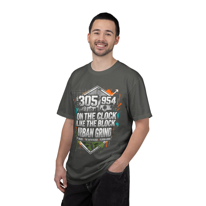 Urban Grind 305/954 T‑Shirt — 'On the Clock Like the Block' Streetwear Tee